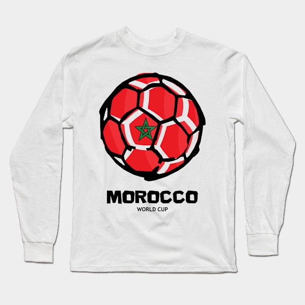 Morocco Football Country Flag Long Sleeve T-Shirt by KewaleeTee